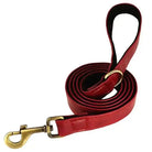 Laisse en cuir pour chien rouge avec finition laiton, solide en cuir pour grand chien
