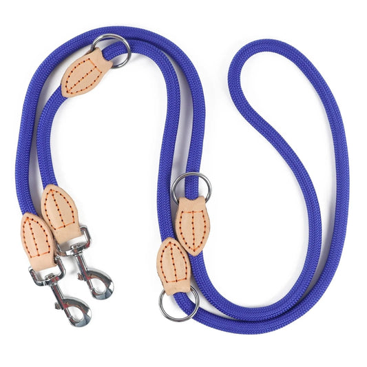 Laisse double ajustable 2,10 mètres - Bleu - 