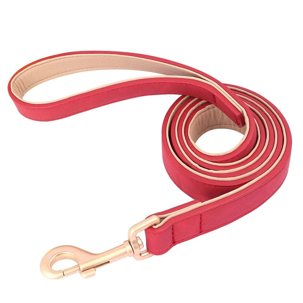 Laisse en peau de cuir 1,2 mètre - Rouge Foncé - 