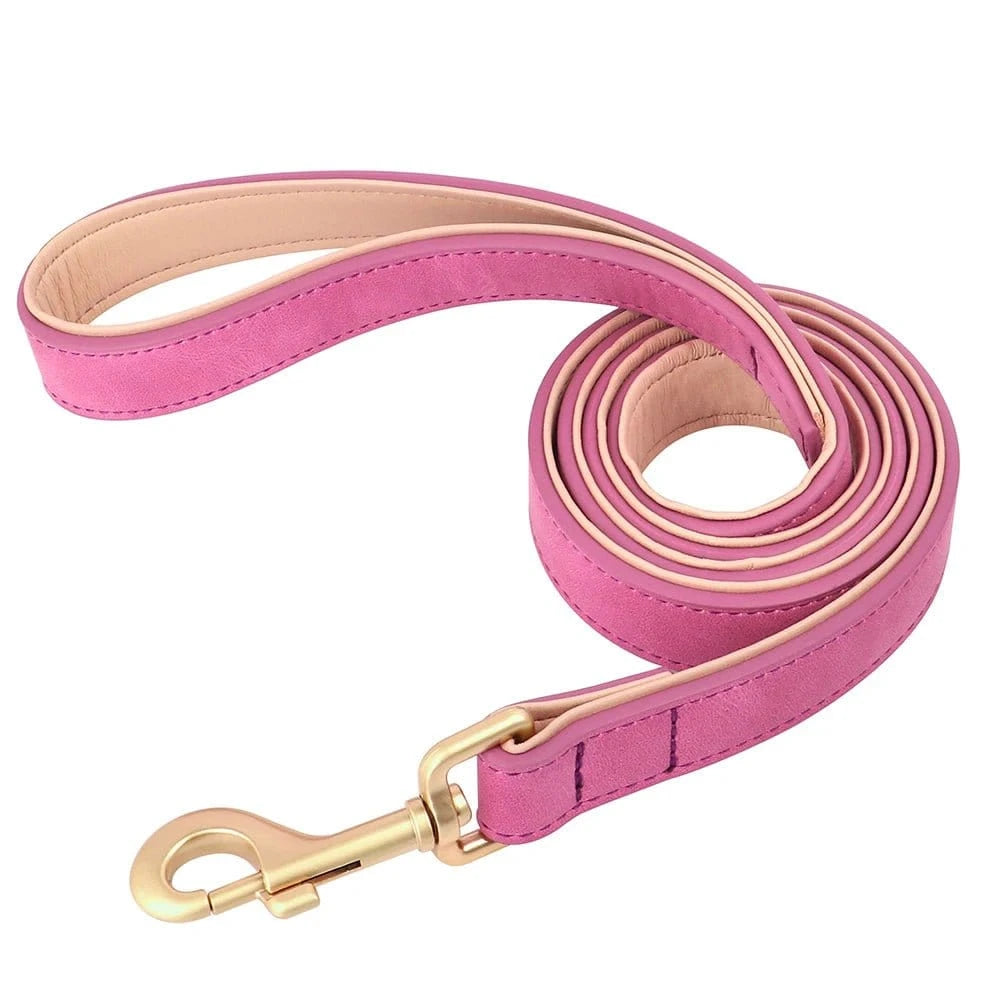 Laisse en peau de cuir 1,2 mètre - Rose - 