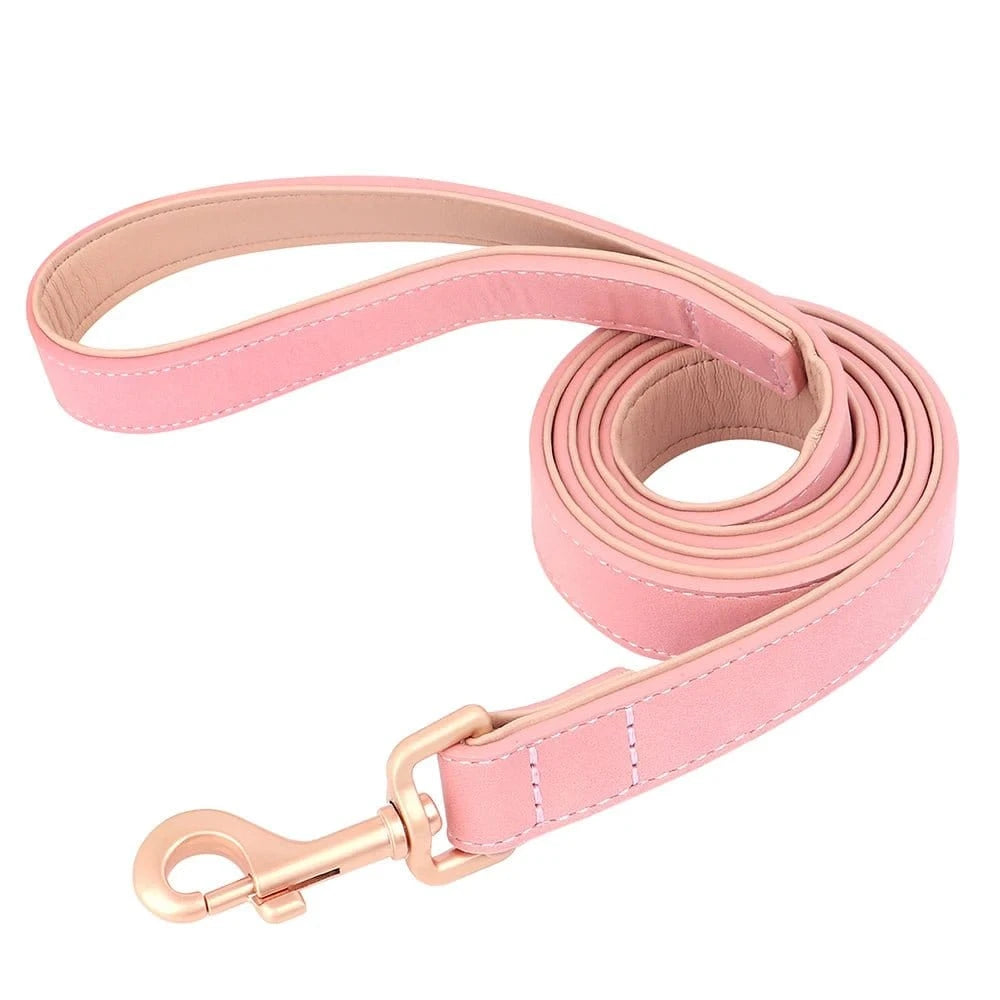 Laisse en peau de cuir 1,2 mètre - Rose Clair - 