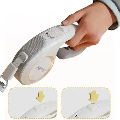 Laisse enrouleur automatique avec poignée ergonomique 3 ou 5 Mètres - Bleu - 3M