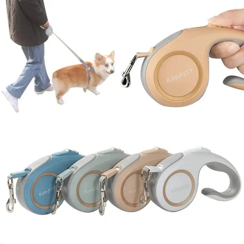 Laisse enrouleur automatique avec poignée ergonomique 3 ou 5 Mètres - Bleu - 3M