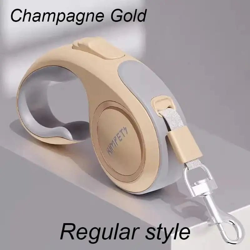 Laisse enrouleur automatique avec poignée ergonomique 3 ou 5 Mètres - Champagne - 3M