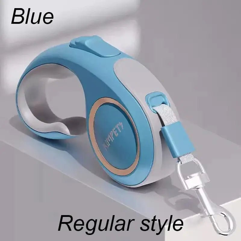 Laisse enrouleur automatique avec poignée ergonomique 3 ou 5 Mètres - Bleu - 3M