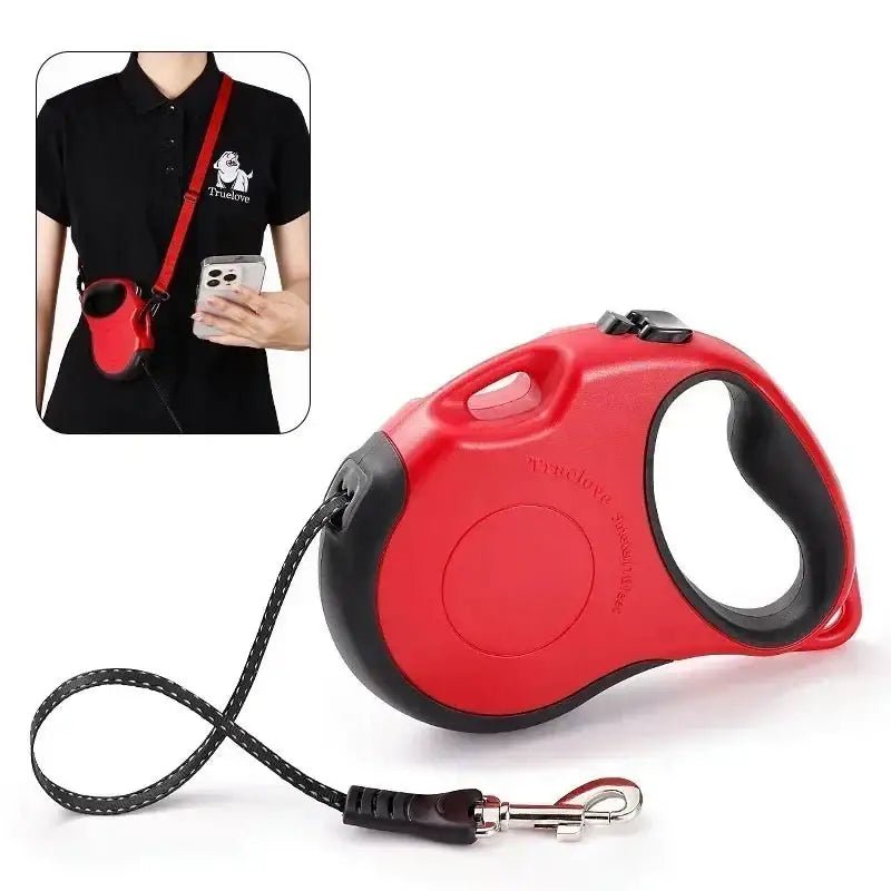 Laisse enrouleur pour chien Truelove réfléchissante 5m avec poignée ergonomique et pochette