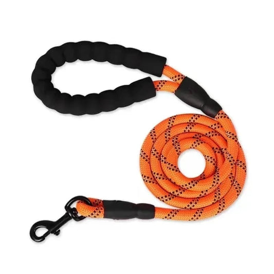Laisse réfléchissante orange avec poignée ergonomique pour golden retriever, ajustable 1,5-3m