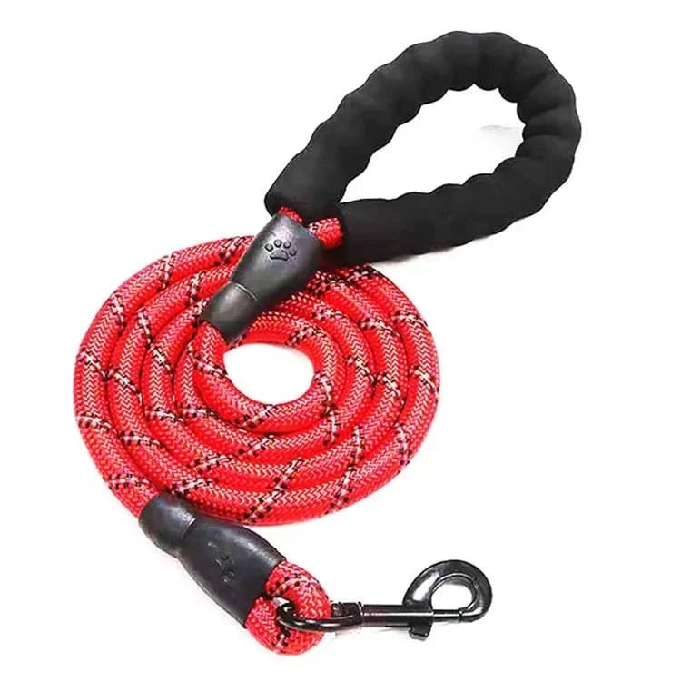 Laisse réfléchissante ajustable pour golden retriever avec poignée ergonomique rouge