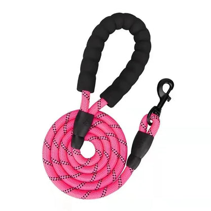 Laisse réfléchissante ajustable pour golden retriever avec poignée ergonomique et corde rose