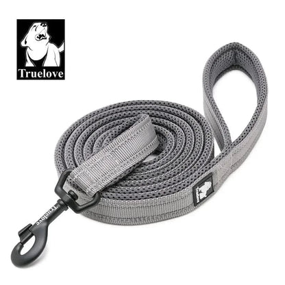 Laisse Truelove 200 cm maille douce avec coutures réfléchissantes et clip noir