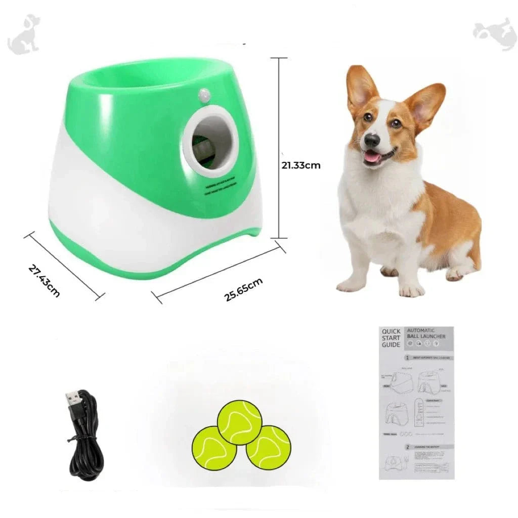 Lanceur automatique de balles pour chien avec accessoires, parfait pour jeu interactif adapté aux chiens
