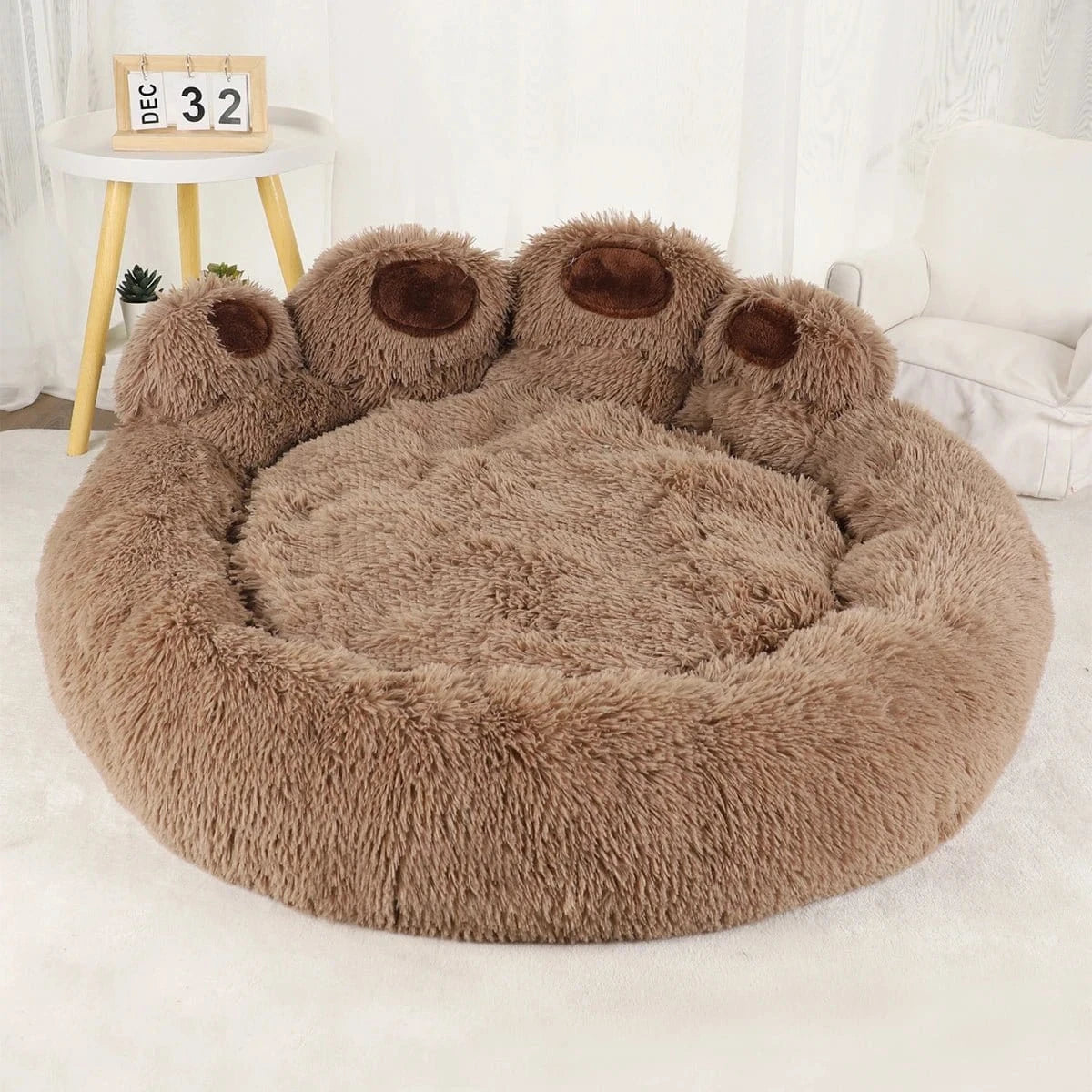 Lit Moelleux en Coton Confort Absolu, panier en peluche brun pour chien moyen