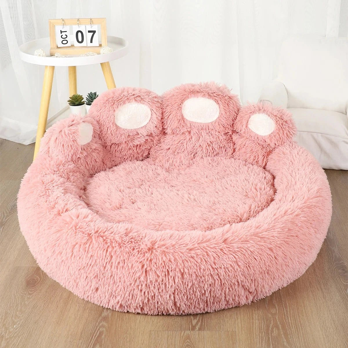 Lit moelleux en coton pour chien moyen avec soutien optimal, rose et tout doux