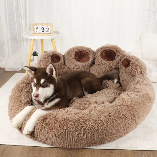 Lit moelleux en coton avec un chien moyen et soutien optimal, paw-shaped plush bed