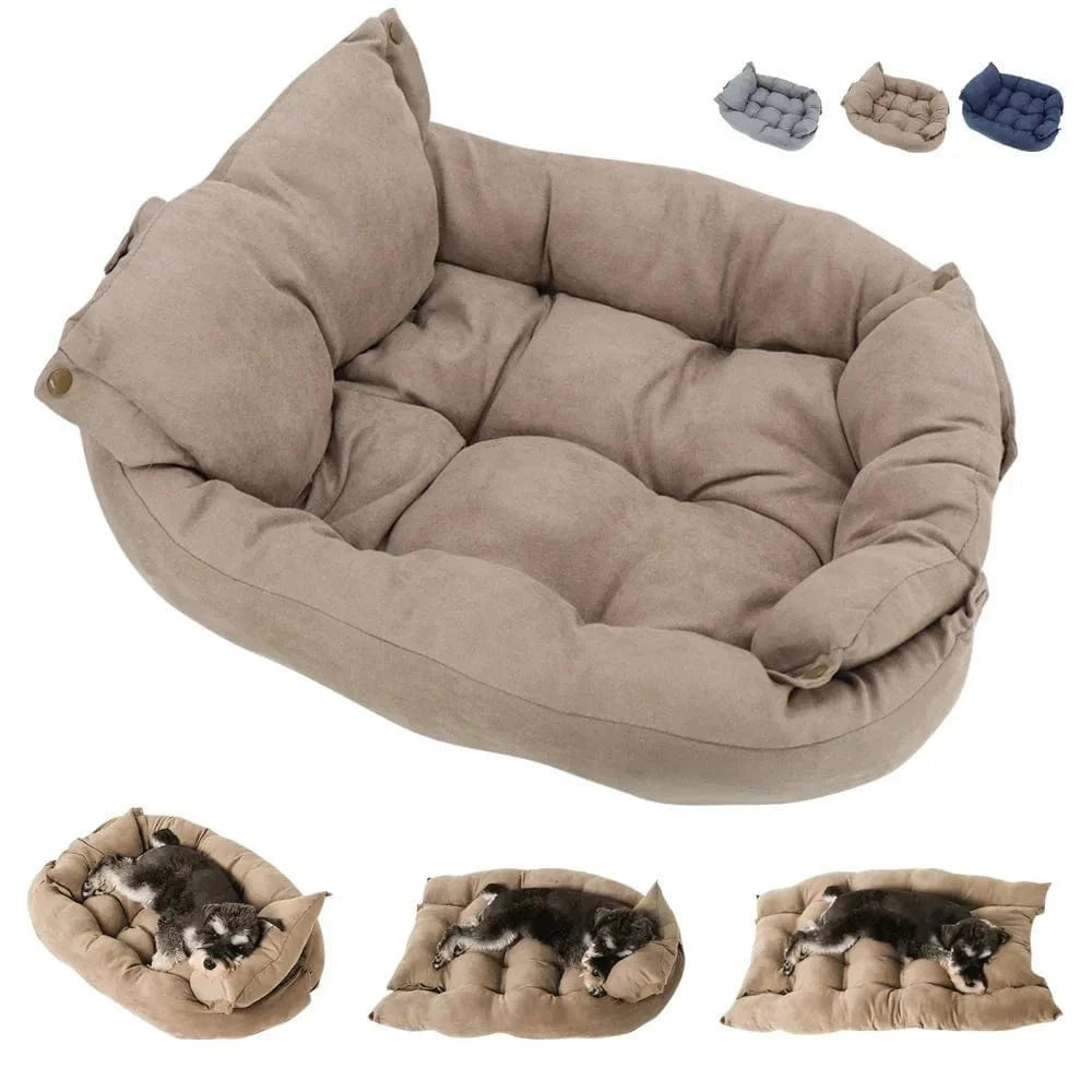 Lit multifonction beige avec couverture amovible pour petite à moyenne chien
