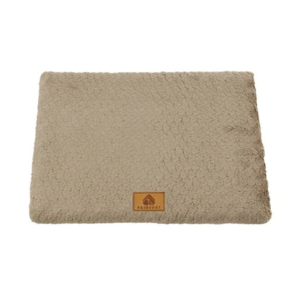 Lit orthopédique en mousse à mémoire avec couche protectrice intérieure, tan et sherpa