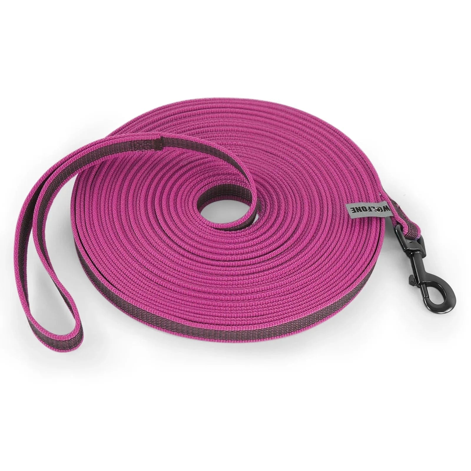 Longe d’entraînement en fibre résistante, liberté contrôlée, leash rose avec clip noir