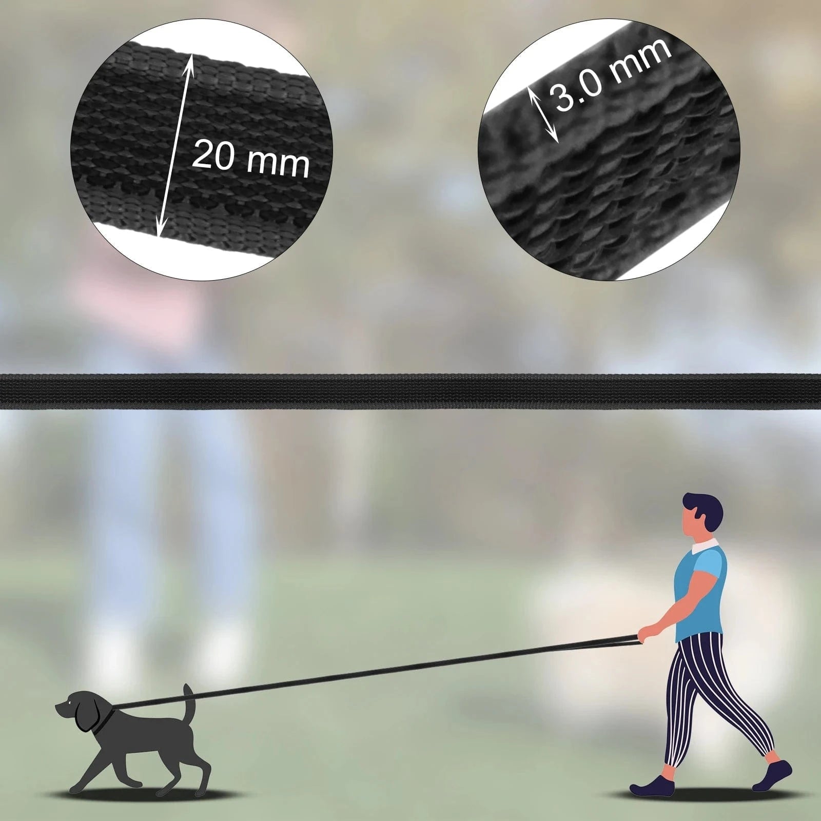 Longe d’Entraînement avec fibre résistante, contrôle liberté pour chien, 10 ou 15m