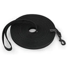 Longe de rappel pour chien en nylon noir avec clip métal, idéal pour éducation canine