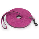 Longe de rappel pour chien rose en forme de spirale, idéale pour promenade libre et éducation