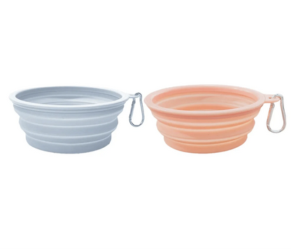 Deux gamelles pliables en silicone faciles à nettoyer pour les chiens, parfaits pour voyager