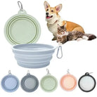 Photo de gamelle pliable pour chien en silicone avec carabiner pour voyage et randonnée