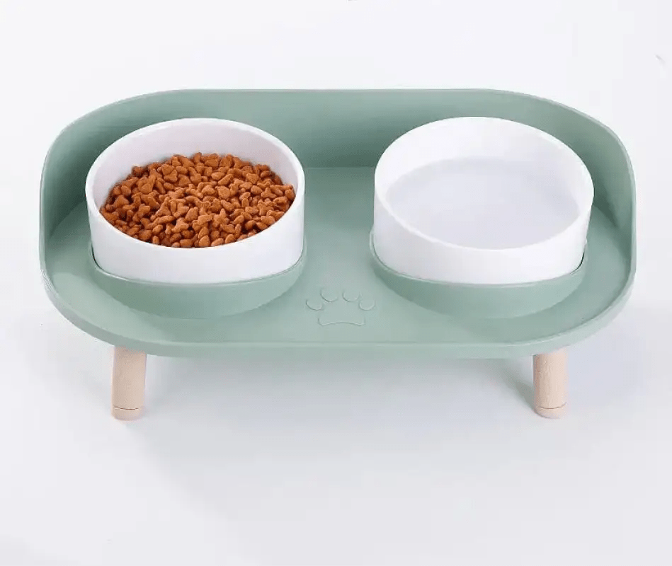 Photo d’une mangeoire surélevée pour chien design et moderne pour intérieur avec deux bols
