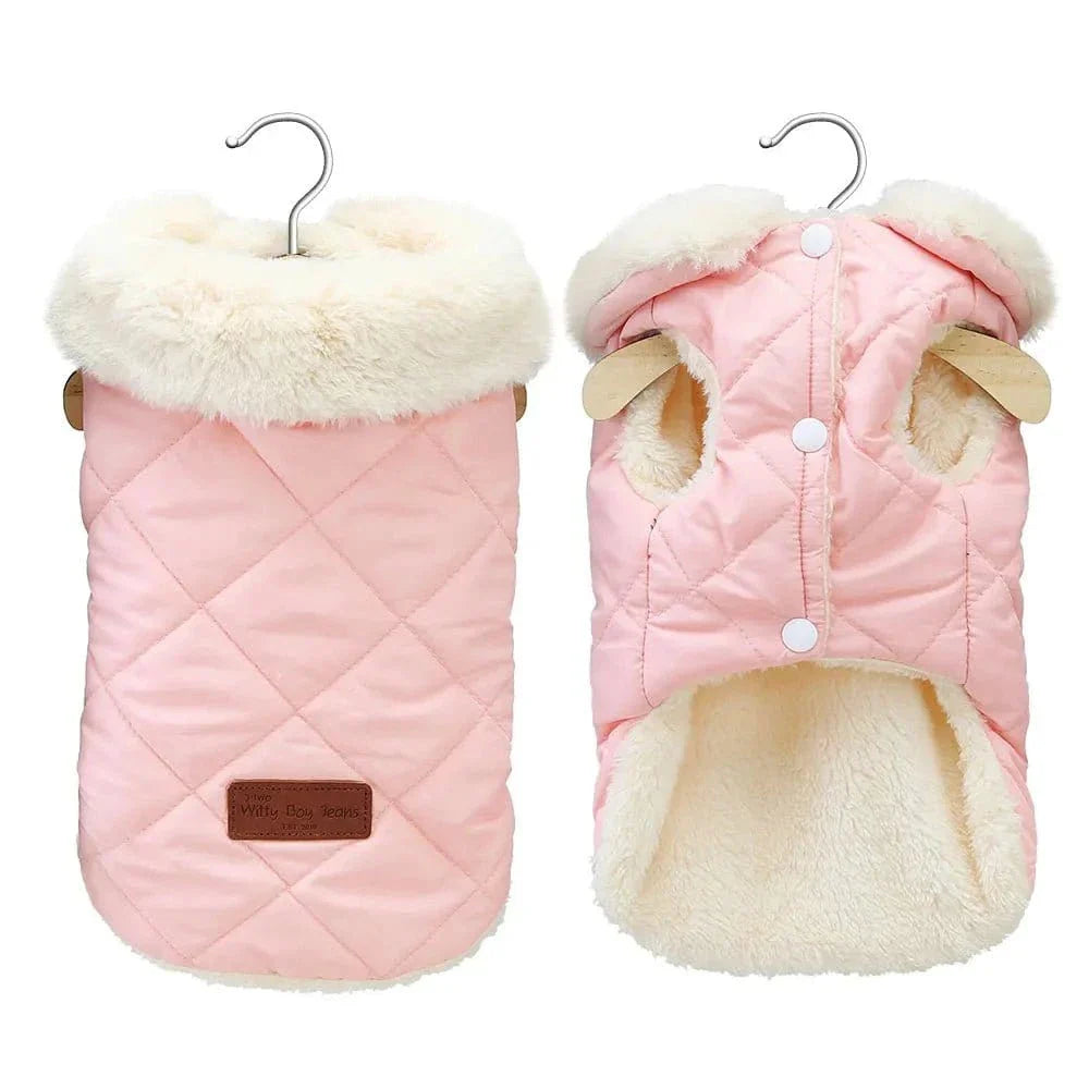 Pink quilted dog coat in coton épais, parfait pour petits chiens et manteau chaud