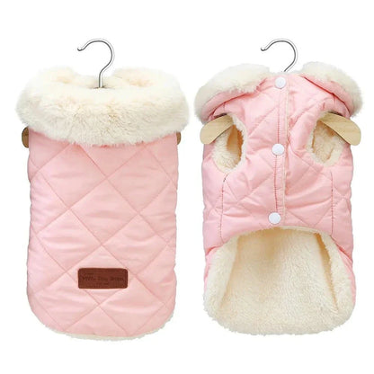 Pink quilted dog coat in coton épais, parfait pour petits chiens et manteau chaud
