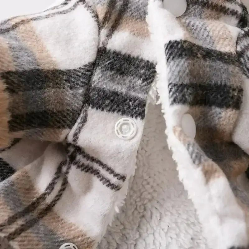 Manteau pour chien motif à carreaux avec sherpa, froid et chic, petit gabarit hiver