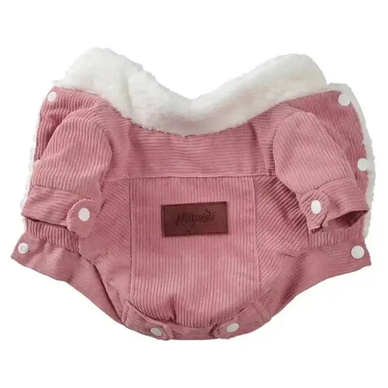 Manteau pour chien doublé polaire chaud avec col en fausse fourrure blanche