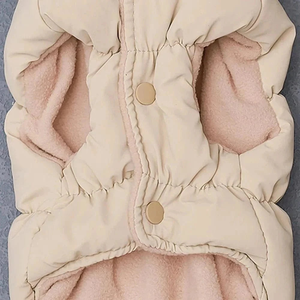 Veste en duvet beige pour chien, manteau d’hiver chaud et protection optimale