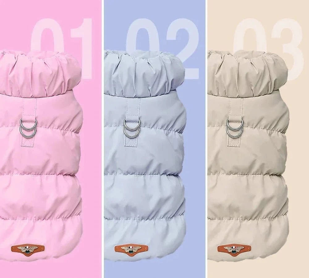 Trois vestes pour chiens puffy, parfait pour un manteau d’hiver chaud et protection optimale