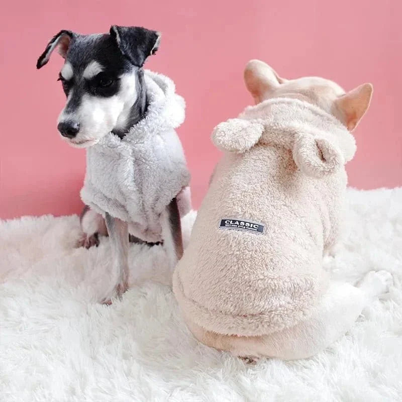 Deux chiens en manteau doux avec oreilles, facile à enfiler, parfait pour moyennes races