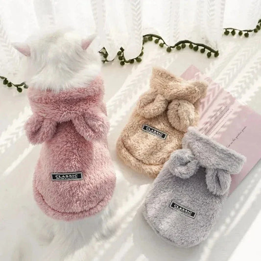 Manteau doux facile à enfiler pour moyennes races avec oreilles de lapin