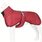 Manteau imperméable intégral pour chien grand taille avec harnais en rouge