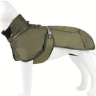 Manteau imperméable intégral pour chien grand taille en vert olive pour protection pluie