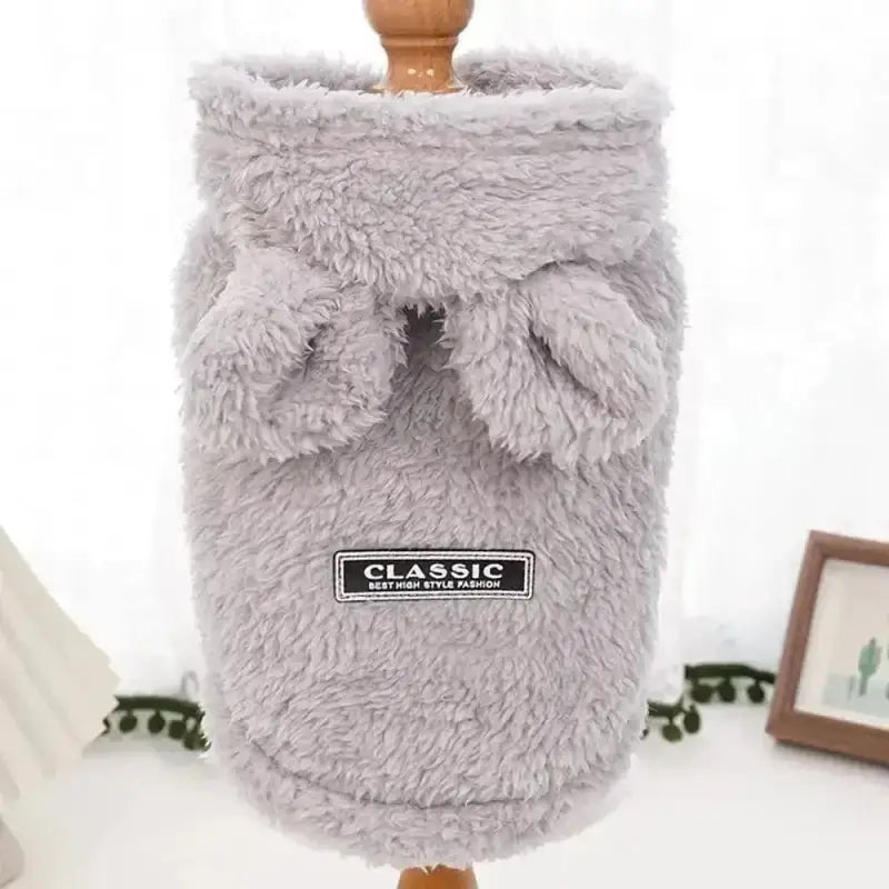 Manteau polaire chaud pour petit chien avec oreilles, doux et confortable pour hiver