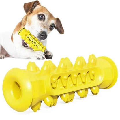 Jouet à mâcher jaune en caoutchouc, parfait pour chiots, adapté aux chiens mordeurs