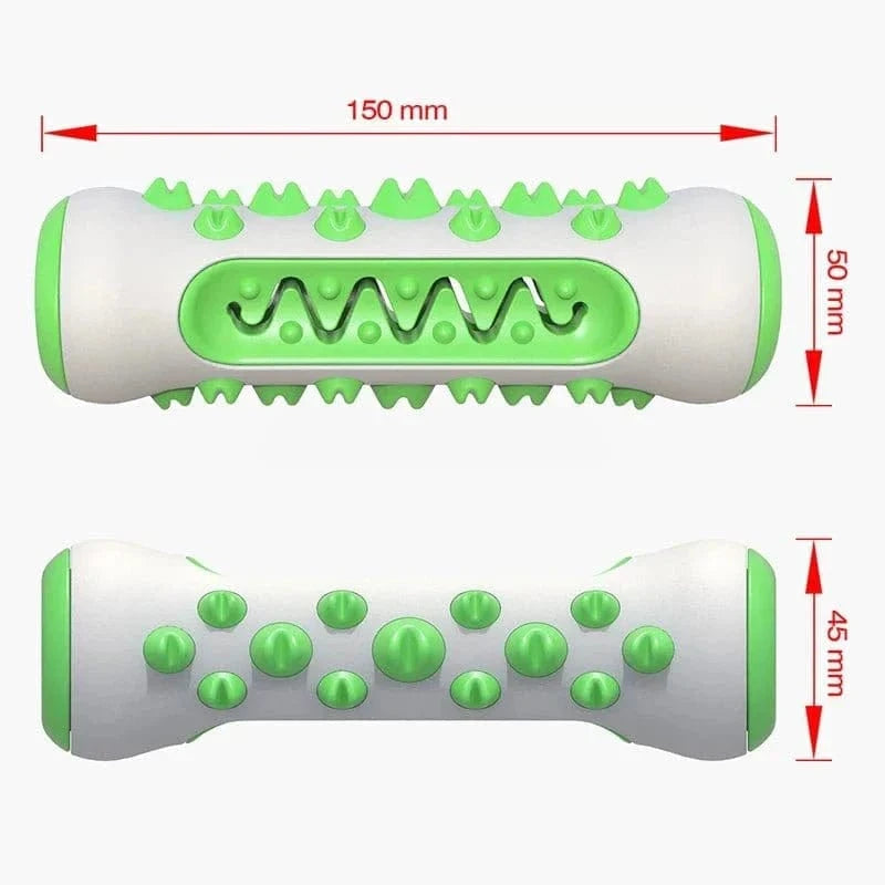 Jouet à mâcher vert et blanc en caoutchouc, idéal pour chiots, adapté aux mâchers