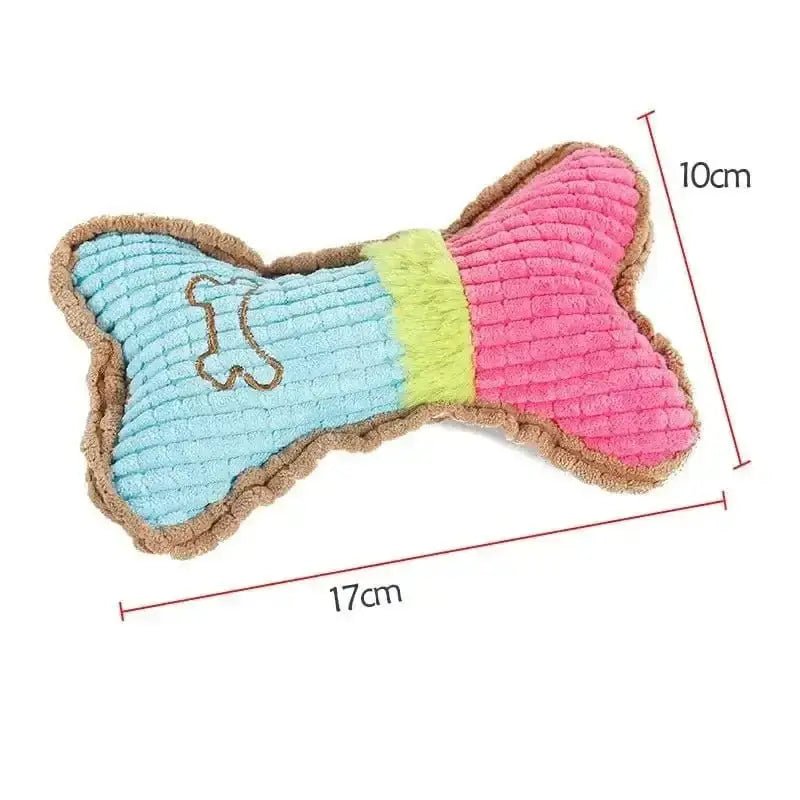 Jouet sonore pour chien résistant, os en peluche pour chien avec couineur doux
