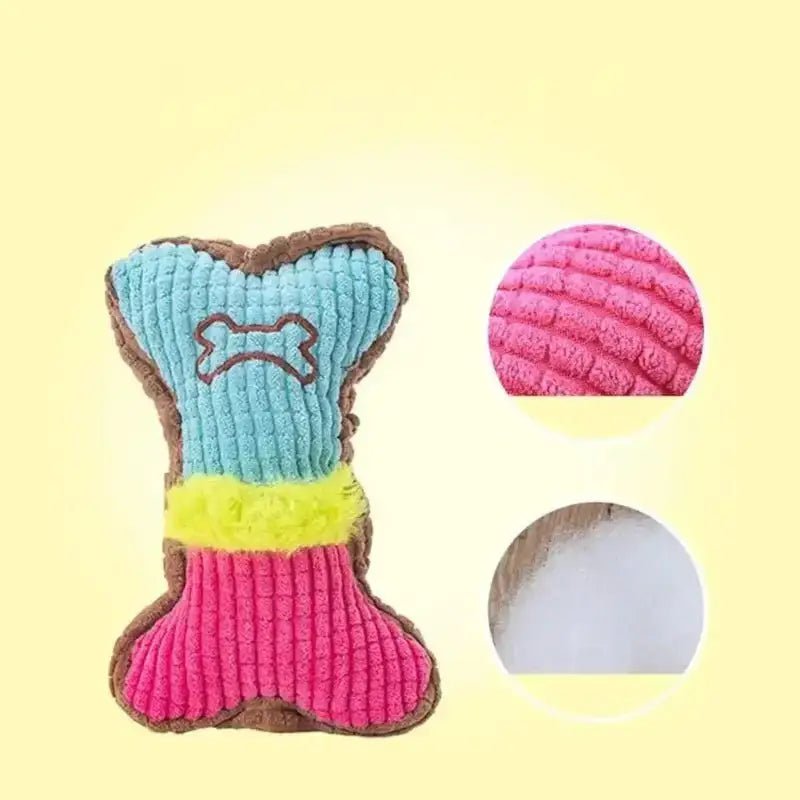 Os en peluche pour petit chien avec couineur doux, coloré, résistant et hygiénique