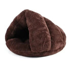Couchage en forme de nid pour chien, panier igloo chaud et moelleux en peluche marron