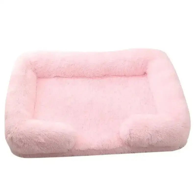 Image d’un lit moelleux pour chien avec bords confortables et panier orthopédique pour chien avec rebords