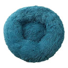 Panier orthopédique pour chien adulte cocooning en tissu teal, coussin apaisant