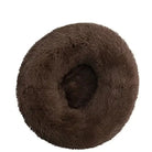 Panier pour chien adulte cocooning, moufle rond en peluche brun, coussin apaisant pour petit chien
