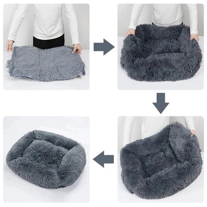 Transformation du Panier en Peluche tout Confort avec design sobre et base antidérapante pour chiens