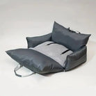 Panier de transport design pour chien en gris avec intérieur rembourré pour voiture