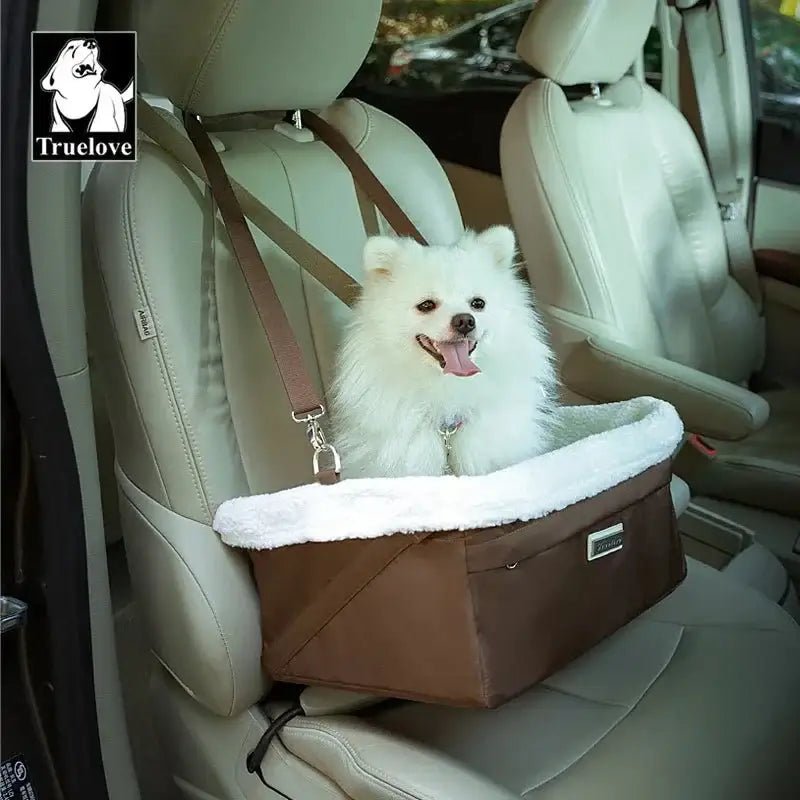 Panier de transport pour chien Truelove Secure avec siège marron et doublure blanche fluffy