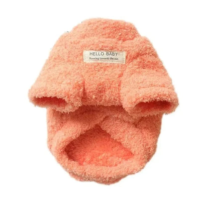 Pull d’hiver chaud pour chien, pull d’hiver doux et fuzzy en couleur pêche